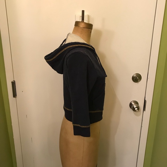 HANK Navy blue 3/4 sleeve crop length track jacket - Picture 4 of 7